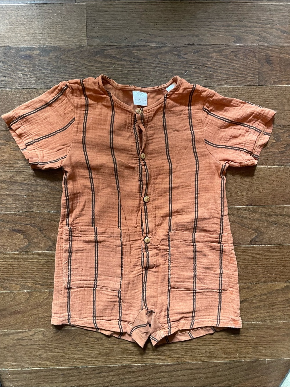 ZARA Kids Orange Short-Sleeve Button Romper listed